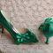 Saténové motýlie svadobné topánky bočné duté ihlové vysoké podpätky zelené topánky pre družičku - Strana 2