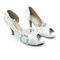 Saténové veľké svadobné topánky čipkované kvetinové vysoké podpätky svadobné topánky topánky pre družičku - Strana 2