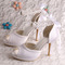 Svadobné ihlové svadobné topánky s otvorenou špičkou sandále svadobné veľké topánky pre družičku - Strana 3