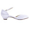 Biele plytké ústa hrubé podpätky svadobné topánky jednoduché saténové vysoké podpätky 3cm - Strana 5