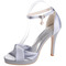 Saténové svadobné dámske topánky s platformou na vysokom podpätku s otvorenými špičkami na sandále - Strana 5