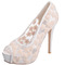 Čipky svadobné topánky biele vysoké podpätky platforma sandále banketové topánky svadobné topánky - Strana 5