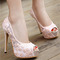 Čipky svadobné topánky biele vysoké podpätky platforma sandále banketové topánky svadobné topánky - Strana 8
