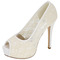 Čipky svadobné topánky biele vysoké podpätky platforma sandále banketové topánky svadobné topánky - Strana 6