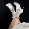 Módne dámske čižmy duté vysoké podpätky biela čipka dámske čižmy svadobné dámske čižmy - Strana 4