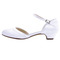 Biele plytké ústa hrubé podpätky svadobné topánky jednoduché saténové vysoké podpätky 3cm - Strana 3