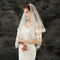 Svadobný čipkovaný závoj svadobný krátky svadobný závoj s vlasmi z česaného závoja svadobné doplnky - Strana 4