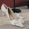 Špicaté jednoduché topánky biela čipka topánky družičky svadobné topánky - Strana 4