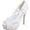 Čipky svadobné topánky biele vysoké podpätky platforma sandále banketové topánky svadobné topánky - Strana 7