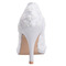 Jarná čipka plytká ústa špicaté topánky vyšívané kvety vysoké podpätky biele svadobné topánky - Strana 4