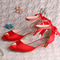 Štrasové svadobné topánky so stuhou rybie ústa banket dámske topánky červené topánky pre družičku - Strana 5