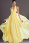 Prírodné pása Ríša Skladaný Svetlo žltá Šifón Drobunký Večerné šaty - Strana 3