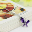 Módne fialová Inlaid diamant Insect Silver náhrdelník