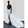 Odnímateľná svadobná sukňa Dlhá tylová sukňa s rozparkovanou tylovou sukňou s vlečkou