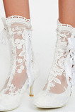 Módne dámske čižmy duté vysoké podpätky biela čipka dámske čižmy svadobné dámske čižmy
