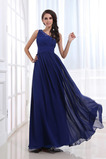 Prírodné pása Šifón Elegantné Polnočná modrá Zvrásnený Večerné šaty