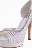 Hodvábne saténové drahokamové svadobné topánky bočné duté rybie ústa svadobné topánky