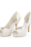 Biele svadobné vysoké podpätky saténové hodvábne svadobné topánky ihlové topánky pre ženy