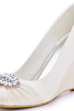 10 cm vysoké podpätky na klinovom podpätku, hrubé dámske topánky a svadobné topánky na lodičke s veľkosťou