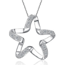 Kľučkové ženy Strieborná Päťcestná hviezda Inlaid diamantový náhrdelník