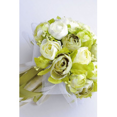 Biela kamélia zelená kórejská nevesta simulácia kvety na svadbu v ruke