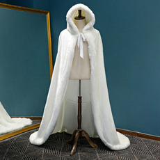 Zima s kapucňou dlhý plášť teplý plyšový šál biely hustý plášť