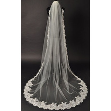 Okouzlující svadobné Veil Čipka tkanina s hrebeňom Chapelle Long