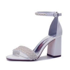 Dámske sandále na vysokom podpätku perlové svadobné sandále banketové sandále