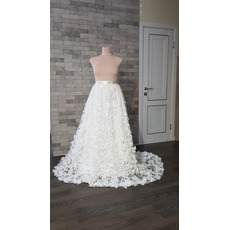 Odnímateľná odnímateľná svadobná vlečková sukňa, záhradná svadobná sukňa, kvetinová svadobná vlečka