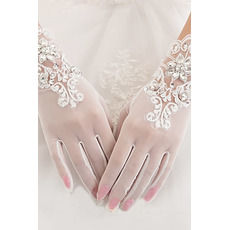 Svadobné rukavice Biela Krátka letná perla Celý prst Vhodné