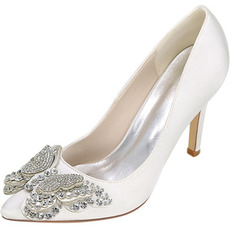 Drahokamu saténové svadobné topánky biele svadobné topánky svadobné topánky
