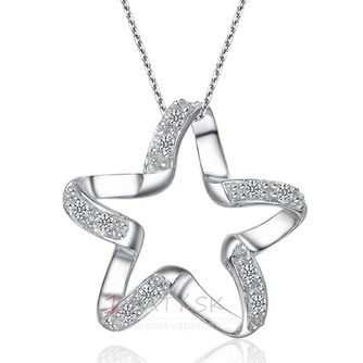 Kľučkové ženy Strieborná Päťcestná hviezda Inlaid diamantový náhrdelník - Strana 1