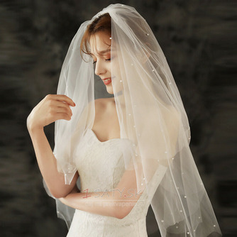 Jednoduchý svadobný závoj nevesta svadobná čelenka fotoateliér foto závoj dvojitý objednávka perlový závoj - Strana 5