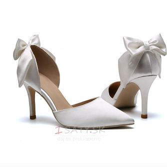 Biele svadobné topánky saténové svadobné topánky vysoké podpätky jesenné a zimné modely - Strana 2