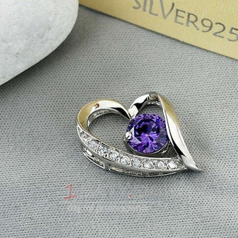 Fialové strieborné srdce v tvare vyložené diamantové šperky žien náhrdelník - Strana 1
