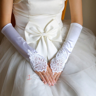 Bežecké dlhé biele vintage elastické saténové svadobné rukavice - Strana 1