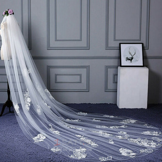 Svadobné svadobné nádherný závoj čipkovaný závoj s dlhým závojom luxusný svadobný závoj - Strana 2