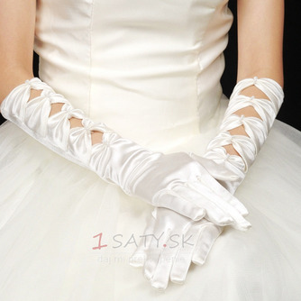 Teplý satén plný prst na jeseň vhodné biele svadobné rukavice - Strana 1