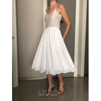 Dámska šifónová sukňa Svadobná sukňa Družička splývavá Svadobné Čajová dĺžka krátka svadobná sukňa 68CM - Strana 1