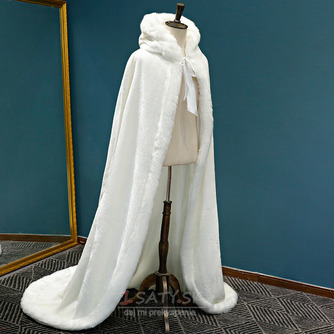 Zima s kapucňou dlhý plášť teplý plyšový šál biely hustý plášť - Strana 3