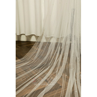 Perlový svadobný závoj veľký vlečný svadobný závoj s hrebeňom z hladkej priadze dlhý 3 metre - Strana 4