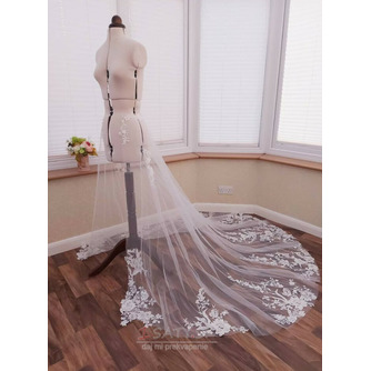 Odnímateľná svadobná sukňa na svadbu Otvorená predná svadobná odnímateľná vlečka s čipkou - Strana 3