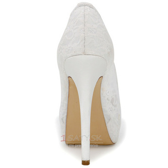 Čipky svadobné topánky biele vysoké podpätky platforma sandále banketové topánky svadobné topánky - Strana 4