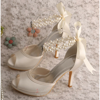 Svadobné ihlové svadobné topánky s otvorenou špičkou sandále svadobné veľké topánky pre družičku - Strana 2