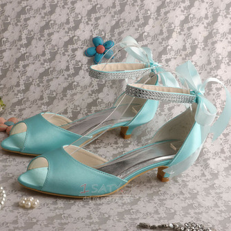 Štrasové svadobné topánky so stuhou rybie ústa banket dámske topánky červené topánky pre družičku - Strana 3