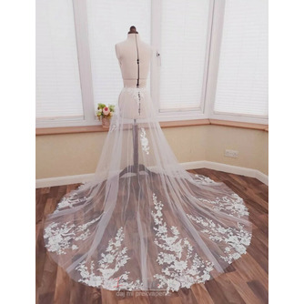 Odnímateľná svadobná sukňa na svadbu Otvorená predná svadobná odnímateľná vlečka s čipkou - Strana 1