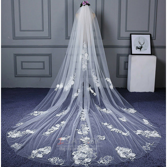 Svadobné svadobné nádherný závoj čipkovaný závoj s dlhým závojom luxusný svadobný závoj - Strana 1