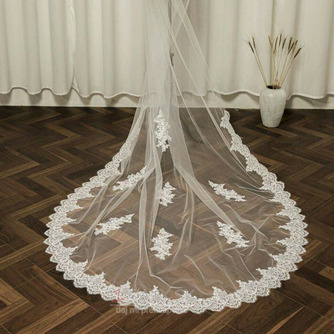 Čipkovaný čipkový závoj riadok kvetinový svadobný závoj skutočný obrázok svadobný závoj biely slonovinový svadobný závoj - Strana 5