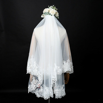 Svadobný závoj elegantný krátky závoj skutočný fotografický závoj jedna vrstva bieleho svadobného závoja zo slonoviny - Strana 5