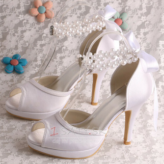 Svadobné ihlové svadobné topánky s otvorenou špičkou sandále svadobné veľké topánky pre družičku - Strana 3